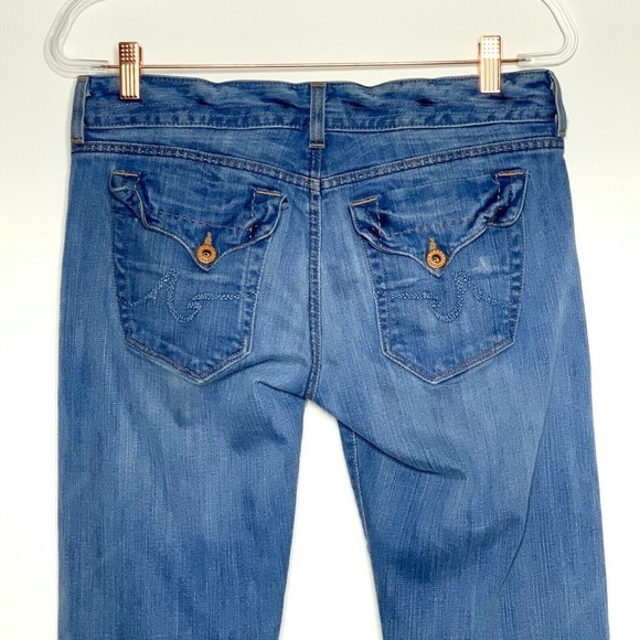 AG ADRIANO GOLDSCHMIED Jeans Women 29 Regular Button Fly Gold Stitch Pockets - Picture 3 of 7